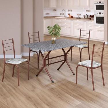 Imagem de Conjunto Sala de Jantar Mesa Retangular 100x60cm Tampo Granito Ocre 4 