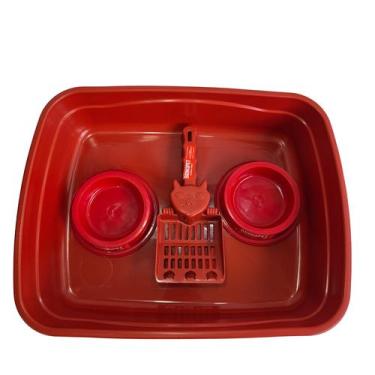 Imagem de Kit banheiro gato brinqpet 4 pecas - vermelho