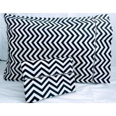 Imagem de 2 Fronhas King 90x50 100% Algodão 150 Fios Ponto Palito Chevron - MIGU
