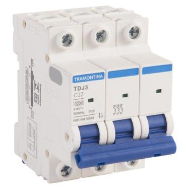 Imagem de Disjuntor Tripolar DIN 3P 32A Branco TDJ3 3kA com Curva C Tramontina