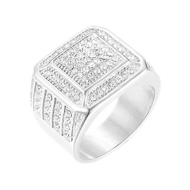 Imagem de LAIMIUMIU33 Anel de aço inoxidável 316 radiante para motociclista masculino, anel quadrado liso, anel de hip hop, anel de aço inoxidável 316, anel radiante, estilo cubano, jóias geladas, anel punk, anel de balada, cerimônia de casamento, Metal não precioso, não