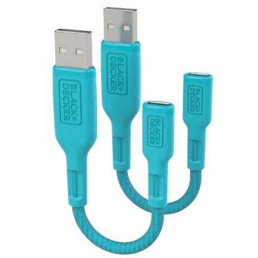 Imagem de BLACK+DECKER Adaptador USB C para USB [pacote com 2], cabo OTG tipo C fêmea para USBA macho OTG adaptador USBA para USBC compatível com MacBook Pro/Air, iPhone 16/15, Samsung Galaxy S24/S23/S22, azul