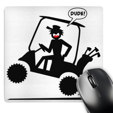 Imagem de 3Drose Mouse pad LLC 20 x 20 x 0,65 cm, imagem preta em um fundo branco de um Stickman em um carrinho de golfe montado em um carrinho de golfe (Mp_111013_1)
