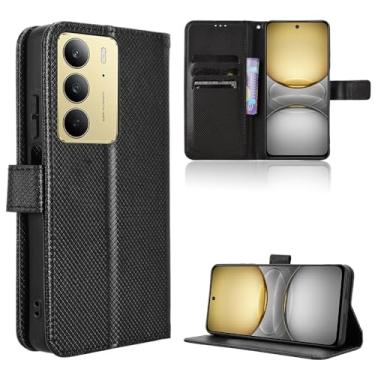 Imagem de Elubugod Capa de couro compatível com Realme C75 4G, capa flip de couro PU compatível com Realme C75 4G capa preta