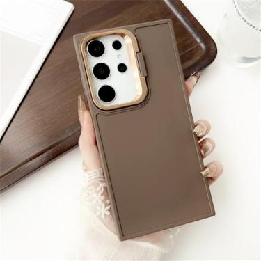 Imagem de Capa dobrável de silicone fosco com suporte para lentes para Samsung S24 Ultra S23 Plus A73 A72 A55 A54 A53 A52 A50 A32 A34 A33, marrom, para Galaxy S23Plus