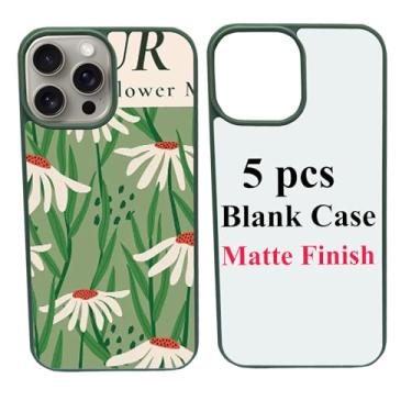 Imagem de JUSTRY Capa de telefone em branco de sublimação 5 peças capas a granel compatíveis com iPhone 14 Pro Max, 6,7 polegadas, fácil de sublimar DIY 2 em 1 capa 2D capa de borracha macia para impressão + pacote de inserção mate atacado