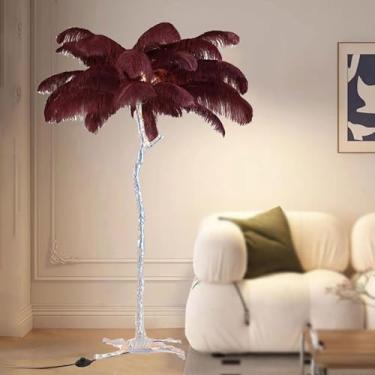 Imagem de Luminária de chão de penas, luminária de piso moderna de penas de avestruz lâmpada de piso regulável por LED, luminária de chão decorativa para quarto e sala de estar, luminária de chão de penas de
