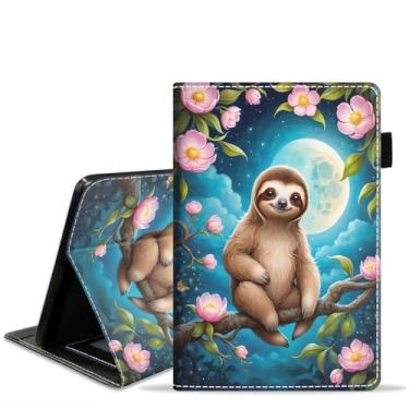 Imagem de stmedazm Capa para tablet Amazon Kindle Fire 7 (7 polegadas, 12ª geração, versão 2022), capa de couro PU premium com suporte para despertar/hibernar automaticamente - preguiça fofa