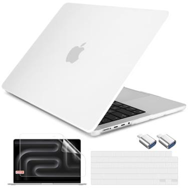 Imagem de DONGKE Compatível com a nova capa MacBook Pro de 16 polegadas 2024 [chip M4 Pro/M4 Max] modelo A3403 A3186, capa rígida de plástico protetora, capa de teclado, película de tela e adaptador tipo C -
