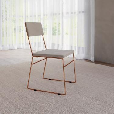 Imagem de Cadeira de Jantar Málaga Assento Veludo Bege Base Cobre