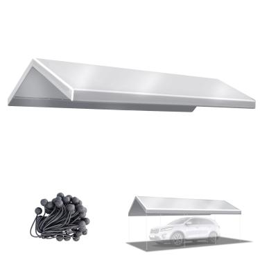 Imagem de BenefitUSA Dossel de cor Muliti atualizado SOMENTE 10'x20' Dossel de substituição para garagem tenda externa cobertura de abrigo de lona com elástico de bola (prata)