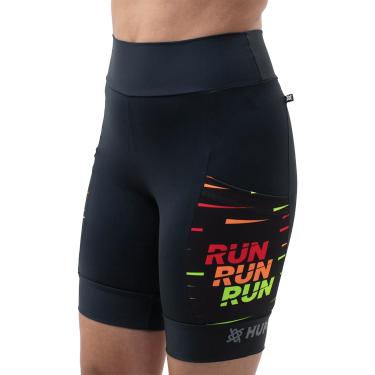 Imagem de HUPI Bermuda Compressão Feminina Longa Estampada Geométrica com Bolsos Utilitários