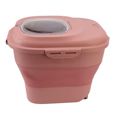 Imagem de Recipiente para Alimentos de Arroz Caixa de Cereais Dobrável de Grande Capacidade para Armazenamento de Alimentos No Escritório ou Despensa Doméstica (Róseo)