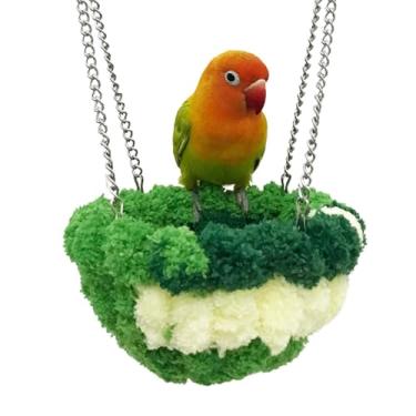Imagem de CXYYXF Cama de ninho de pássaro, rede para pendurar papagaio, gaiola de pássaros, casa para periquitos, periquitos, calopsitas, pombinhos, conures (verde)