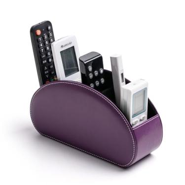 Imagem de Caixa organizadora de suporte de controle remoto com 5 compartimentos de couro sintético multifuncional para escritório, armazenamento de TV, controle remoto para reprodutor de mídia, pincel, lápis,