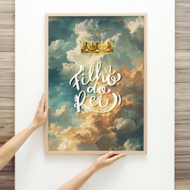 Imagem de Quadro Decorativo Infantil - Filha e Filho do Rei - Meninos e meninas - Quadros Bíblicos; Quadros bíblicos; Presente criativo; Quadro com Mensagem Motivacional; Motivação; Decoração Quarto de Criança; Quadro para quarto infantil; (Menino, 70x50, Crua)