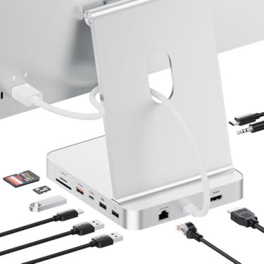 Imagem de PULWTOP Hub USB C 11 em 1 atualizado para iMac 61.0 cm USB Hub 2021 2023 2024 suporta SSD M.2 (não incluído), acessórios iMac Hub M1 M3 M4, 4K HDMI, 2,5 G Ethernet, 5 USB A/C Max 10Gbps, SD/TF - Prata