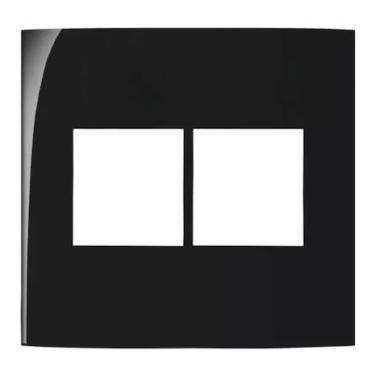 Imagem de Placa p/ 4 modulo horiz Sleek Preto Brilho 4x4 Margirius