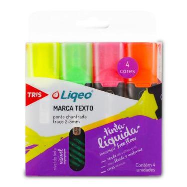 Imagem de Kit Marca-texto Liqeo Flat Neon Com 4 Cores 688855 - TRIS