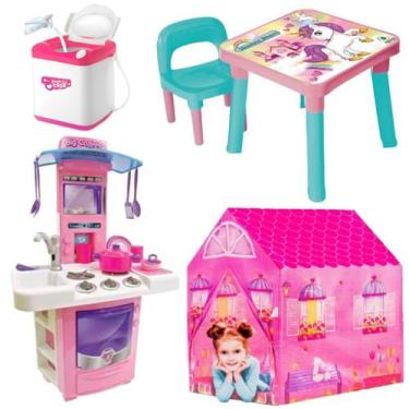 Imagem de Maquina De Lavar Infantil Menina Com Acessórios Casinha - DM Toys