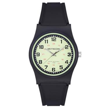 Imagem de Miykon Relógios esportivos pretos analógicos – relógio à prova d'água 100 m com relógio de pulso de segunda mão – resina à prova de choque, ponteiros luminosos, quartzo japonês com 4 anos de vida útil