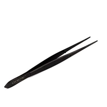 Imagem de O'Creme Stainless Steel Precision Kitchen Tweezer Tongs 6.25" with Fine Tip (Black)