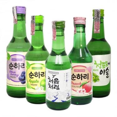 Imagem de Kit Soju Bebida Coreana 5 Sabores Frutas 360ml - Lotte