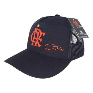 Imagem de Boné SuperCap Trucker Flamengo Silk 3D Zico, Preto