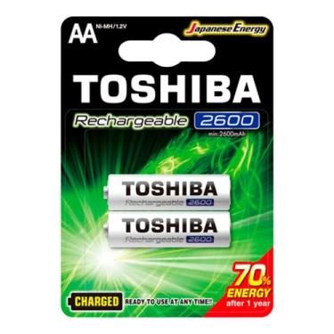 Imagem de Pilhas Recarregáveis Toshiba AA Pequena 2600mAh 2 Unidades