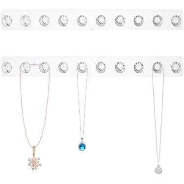 Imagem de GORGECRAFT 2 peças de suporte de colar de acrílico para joias, suporte de parede, com 10 ganchos, organizador de joias transparentes, pulseiras, suporte de exibição para pendurar na parede, chaves,