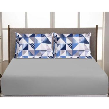 Imagem de Jogo De Lençol Elástico Casal Queen Box 3 Peças 200 Fios Geométrico Ci