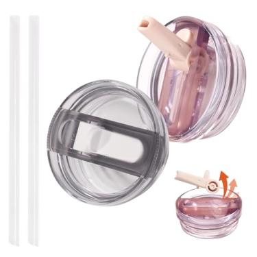 Imagem de Pacote com 2 tampas Stanley de substituição de 850 g, tampa Stanley à prova de vazamento com copo de canudo Stanley Flip para Stanley ProTour - sem derramamento, reutilizável removível, compatível com