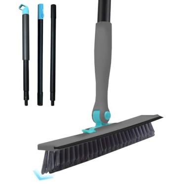 Imagem de Escova de argamassa com cabo longo em forma de V, escova de limpeza de cerdas rígidas para limpeza de banheiro, garagem, cozinha, parede, banheira, azulejo (1, cinza)