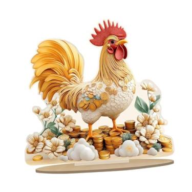 Imagem de Vaveren Decoração de frango acrílico Decoração de Páscoa 2d Ornamento Diy Desktop Display Plata plana para o gabinete de lareira Escritório de férias Canto