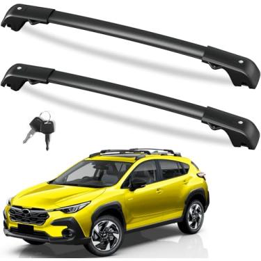 Imagem de FengYu Barras transversais de suporte de teto de 100 libras compatíveis com Subaru Crosstrek 2024, barras transversais de alumínio com trava pesada, barras de carga para canoa, telhado, preto, bagagem