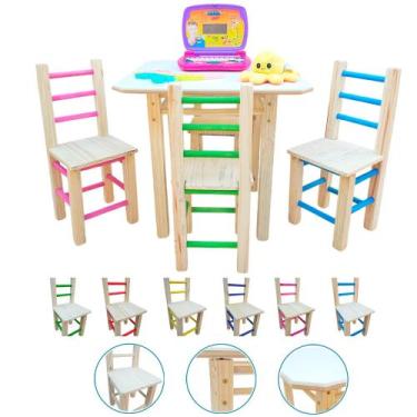 Imagem de Mesa Infantil De Mdf Com 4 Cadeira Resistente A 120kg - JANETS LTDA