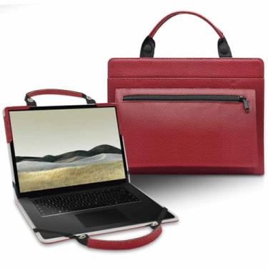 Imagem de Capa para laptop Microsoft Surface Laptop 2024 13,8 polegadas/Surface Laptop 7 13,8 polegadas com bolsa portátil com alça de bolsa, vermelha