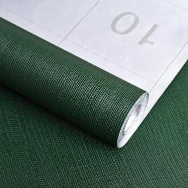 Imagem de Sevalo Papel de parede verde oliva de contato verde para armários e gavetas papel de parede removível em relevo texturizado autoadesivo removível quarto banheiro à prova d'água quarto escuro 40 cm L