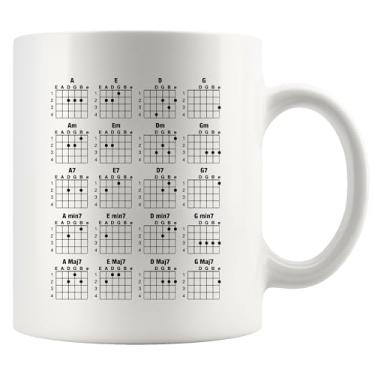 Imagem de Caneca de código de guitarra, presentes de guitarrista, guitarrista, namorado, marido, pai, irmão, acordes, músicos, presentes, novidade, bebidas, caneca de cerâmica 325 ml, branca