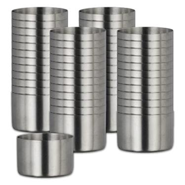 Imagem de Steelite Creations Ramequins de aço inoxidável, empilháveis, médios de 71 g, 5 cm e 3,8 cm, restaurante, comercial e alimentício, recipientes reutilizáveis com acabamento acetinado para molhos,