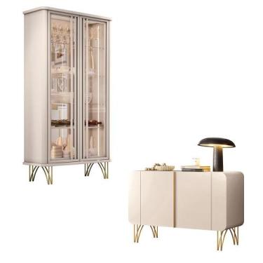 Imagem de Conjunto 1 Cristaleira e 1 Buffet Decorativo Texas/Bambino Off White G