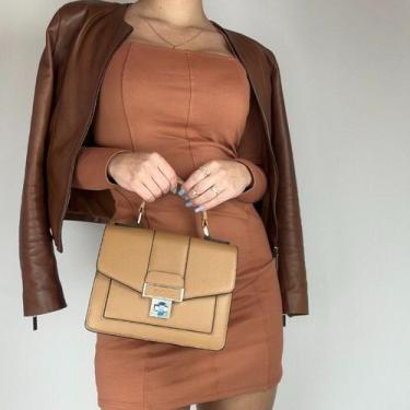 Imagem de Bolsa recuo em couro legítimo b.981, Camel