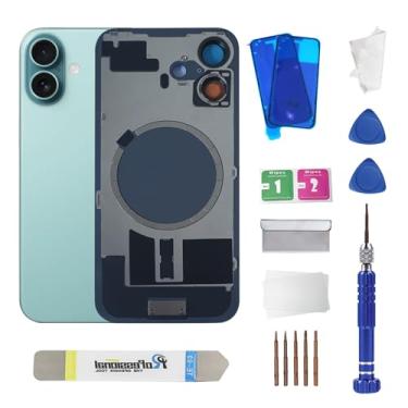 Imagem de Substituição de vidro traseiro 16 com moldura de câmera de metal e ímã para iPhone 16 (6,1 polegadas, azul-petróleo) e inclui ferramentas de substituição