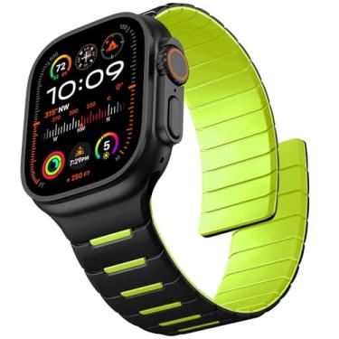 Imagem de Easuny Pulseira magnética esportiva compatível com Apple Watch Ultra 2/Ultra para homens de 49 mm, 46 mm, 45 mm, 44 mm e 42 mm, pulseira de silicone à prova d'água para Apple Watch Series SE 10, 9, 8