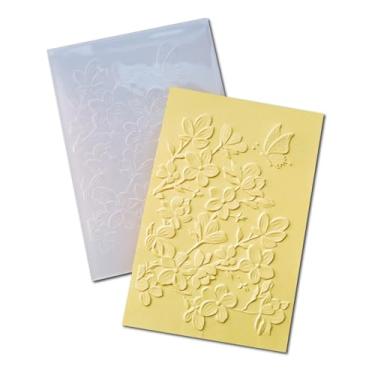 Imagem de DIYology Pastas em relevo de flores 3D e borboletas para fazer cartões, flores desabrochando em relevo para artesanato em papel DIY, scrapbook, decoração de argila de polímero