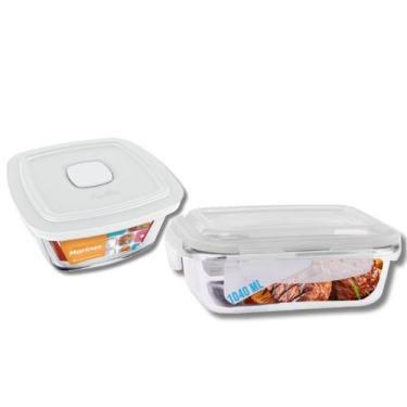 Imagem de Kit 1 Pote Facilita 2L Com 1 Pote Vidro Tampa Hermetico 1040ml - POTES