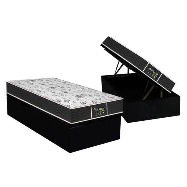Imagem de Cama Box Baú Solteiro: Colchão Molas MasterPocket Ensacadas Probel Prolastic ProDormir Sleep + Base crc Courano Black (88x188)