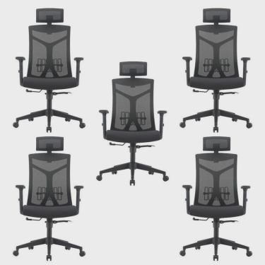 Imagem de Kit 5 Cadeiras Escritório Presidente Nr17 Office Lugano Preto Preto
