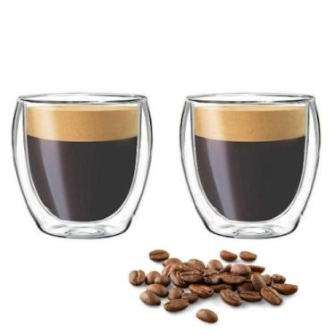 Imagem de Conjunto 2 Copos de Café Parede Dupla 250ml Borossilicato - Genérica