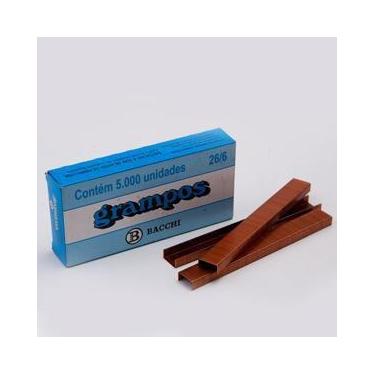 Imagem de Grampo 26/6 Cobreado Caixa Com 5000 Unidades Bacchi